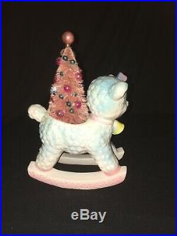 Vintage Enesco Easter Lamb Planter Nursery Decor Bottle Brush Tree Christmas Old