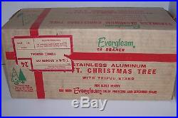 Vintage Evergleam 4-ft 58branch Stainless Aluminum Silver Pom-Pom Christmas Tree