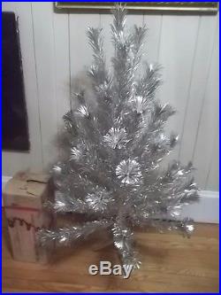 Vintage Evergleam 4ft. Aluminum Pom Pom Christmas Tree ORIGINAL BOX ESTATE FIND