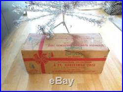 Vintage Evergleam 94 Branch 6 Foot Tall Pom Pom Aluminum Christmas Tree