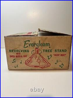 Vintage Evergleam Electric Musical Revolving Christmas Tree Stand Silent Night