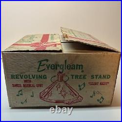 Vintage Evergleam Electric Musical Revolving Christmas Tree Stand Silent Night