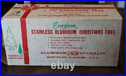 Vintage Evergleam Fountain Stainless Aluminum 4' Tree With Box 58 branches Nice