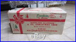 Vintage Evergleam Stainless Aluminum 4 Ft. Christmas Tree, Complete, 58 Branches