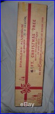 Vintage Evergleam Stainless Aluminum Christmas 4 ft Tree 43 Branches & Box