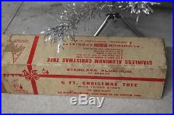 Vintage Evergleam silver aluminum 6' Christmas Tree 46 branch 1960s original box