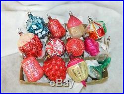 Vintage FEATHER TREE Glass Christmas Ornaments SHAPES