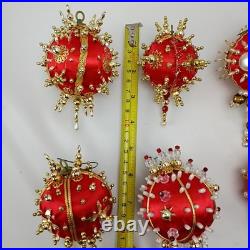 Vintage Fancy Push Pin Ornament Lot Red And Gold Christmas Tree Ornaments