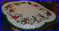 Vintage Felt Christmas Tree Skirt Tablecloth 12 Days of Christmas