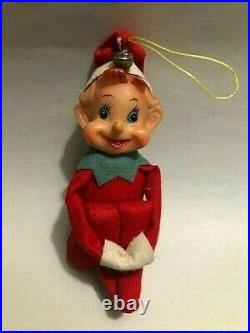 Vintage Felt Pixie Elf Elves Knee Hugger Christmas Tree Ornament LOT of 4