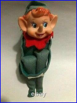 Vintage Felt Pixie Elf Elves Knee Hugger Christmas Tree Ornament LOT of 4