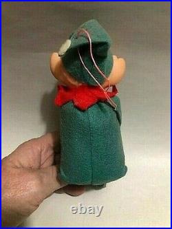 Vintage Felt Pixie Elf Elves Knee Hugger Christmas Tree Ornament LOT of 4