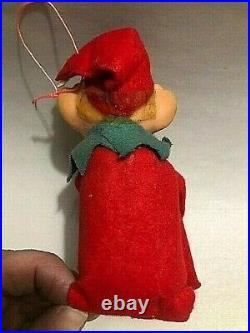 Vintage Felt Pixie Elf Elves Knee Hugger Christmas Tree Ornament LOT of 4