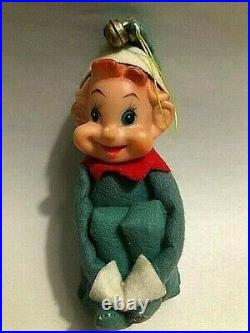 Vintage Felt Pixie Elf Elves Knee Hugger Christmas Tree Ornament LOT of 4