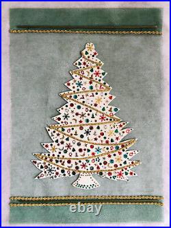 Vintage Felt Sequin Beaded Christmas Tree Wall Hanging Decoration Needlecraft