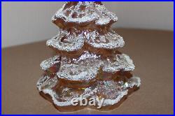 Vintage Fenton Amber-Gold Carnival Glass Christmas Tree with Angel Topper 6.8