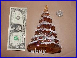 Vintage Fenton Amber-Gold Carnival Glass Christmas Tree with Angel Topper 6.8