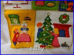 Vintage Finished Bucilla Felt Christmas Tree Sweet Home Mom Kids Wall Hanging