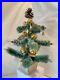 Vintage Flocked Bottle Brush Christmas Tree glass ornaments Mica Wood Base
