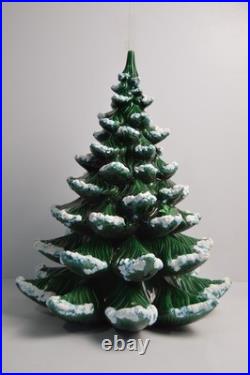 Vintage Flocked Ceramic Christmas Tree Atlantic Mold 20.5 HUGE Retro Damage
