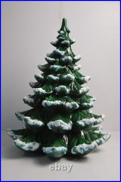 Vintage Flocked Ceramic Christmas Tree Atlantic Mold 20.5 HUGE Retro Damage