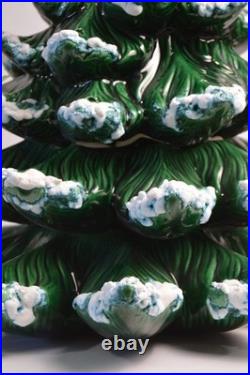 Vintage Flocked Ceramic Christmas Tree Atlantic Mold 20.5 HUGE Retro Damage