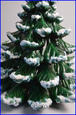 Vintage Flocked Ceramic Christmas Tree Atlantic Mold 20.5 HUGE Retro Damage