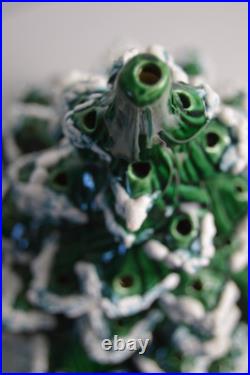 Vintage Flocked Ceramic Christmas Tree Atlantic Mold 20.5 HUGE Retro Damage