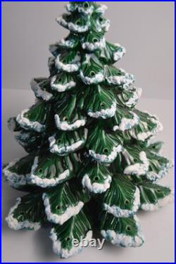 Vintage Flocked Ceramic Christmas Tree Atlantic Mold 20.5 HUGE Retro Damage