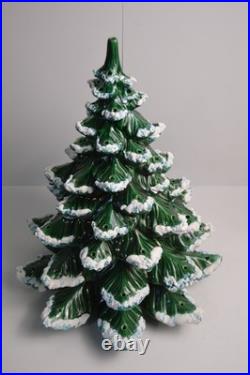 Vintage Flocked Ceramic Christmas Tree Atlantic Mold 20.5 HUGE Retro Damage