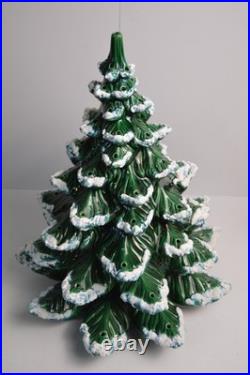 Vintage Flocked Ceramic Christmas Tree Atlantic Mold 20.5 HUGE Retro Damage