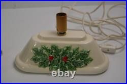 Vintage Flocked Ceramic Christmas Tree Slim Mantle Holly Red Green 16 Tall Vintage Flocked Ceramic Christmas Tree Slim Mantle Holly Red Green 16 Tall