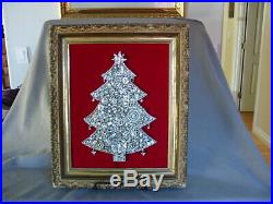 Vintage Framed Jeweled Rhinestone Christmas Tree Art