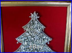Vintage Framed Jeweled Rhinestone Christmas Tree Art