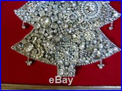 Vintage Framed Jeweled Rhinestone Christmas Tree Art