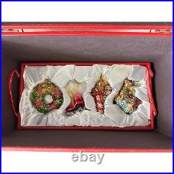 Vintage Frontgate Christmas Tree Ornaments Red Leather Chest/Box XL