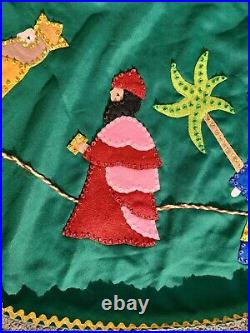 Vintage Fructuoso Christmas Tree Skirt Nativity Sequins Beads Felt Appliques 55