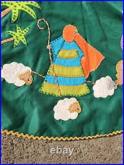 Vintage Fructuoso Christmas Tree Skirt Nativity Sequins Beads Felt Appliques 55