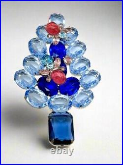 Vintage GALE and FRIENDS Large Brooch Christmas Tree Aqua, Pink, Bees Unsigned