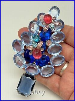 Vintage GALE and FRIENDS Large Brooch Christmas Tree Aqua, Pink, Bees Unsigned