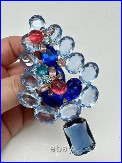 Vintage GALE and FRIENDS Large Brooch Christmas Tree Aqua, Pink, Bees Unsigned