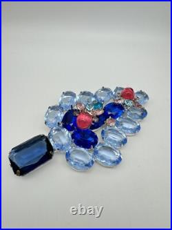 Vintage GALE and FRIENDS Large Brooch Christmas Tree Aqua, Pink, Bees Unsigned