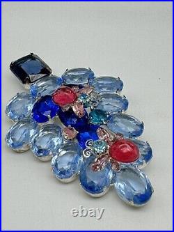 Vintage GALE and FRIENDS Large Brooch Christmas Tree Aqua, Pink, Bees Unsigned