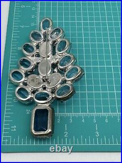 Vintage GALE and FRIENDS Large Brooch Christmas Tree Aqua, Pink, Bees Unsigned