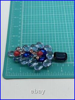 Vintage GALE and FRIENDS Large Brooch Christmas Tree Aqua, Pink, Bees Unsigned