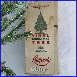 Vintage GREEN Gold CHRISTMAS TREE w Stand Box Rhapsody Tinsel Canada