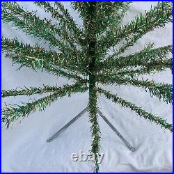 Vintage GREEN Gold CHRISTMAS TREE w Stand Box Rhapsody Tinsel Canada