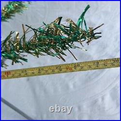 Vintage GREEN Gold CHRISTMAS TREE w Stand Box Rhapsody Tinsel Canada