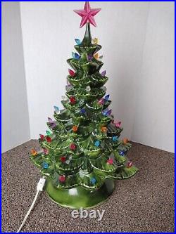 Vintage GRN Ceramic Light Up Christmas Tree with base 20 tall by 12 wide