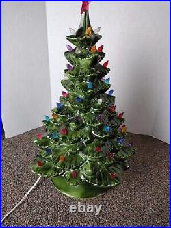 Vintage GRN Ceramic Light Up Christmas Tree with base 20 tall by 12 wide